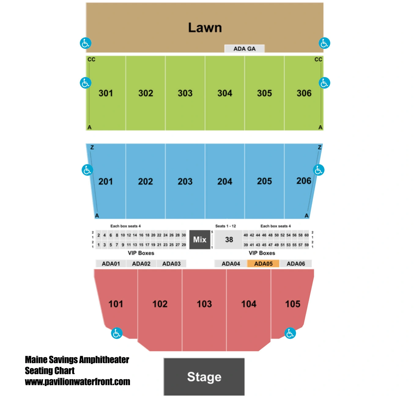 maine savings amphitheater seating chart